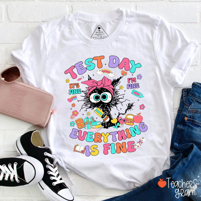 Test Day Everything Is Fine Teacher T-Shirt