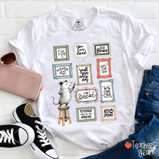Funny Opossum Test Day Motivational Teacher T-Shirt