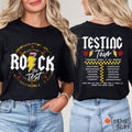 Rock The Test Testing Tour Teacher Two Sided T-Shirt