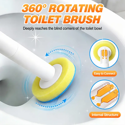 Disposable Toilet Scrubber Brush Kit – No-Touch Rotating Handle with 32 Refill Heads, Self-Cleaning Pads & Holder