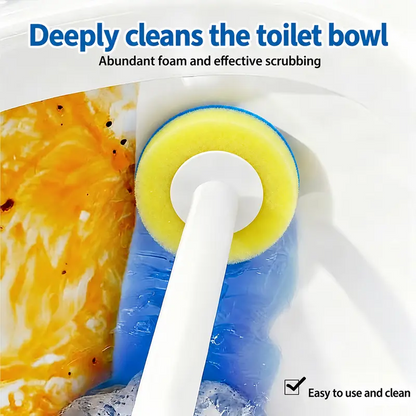 Disposable Toilet Scrubber Brush Kit – No-Touch Rotating Handle with 32 Refill Heads, Self-Cleaning Pads & Holder