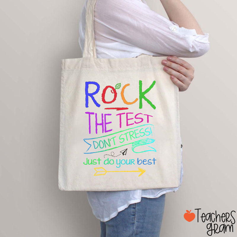 Funny Testing Teacher Rock The Test Teacher Tote Bag